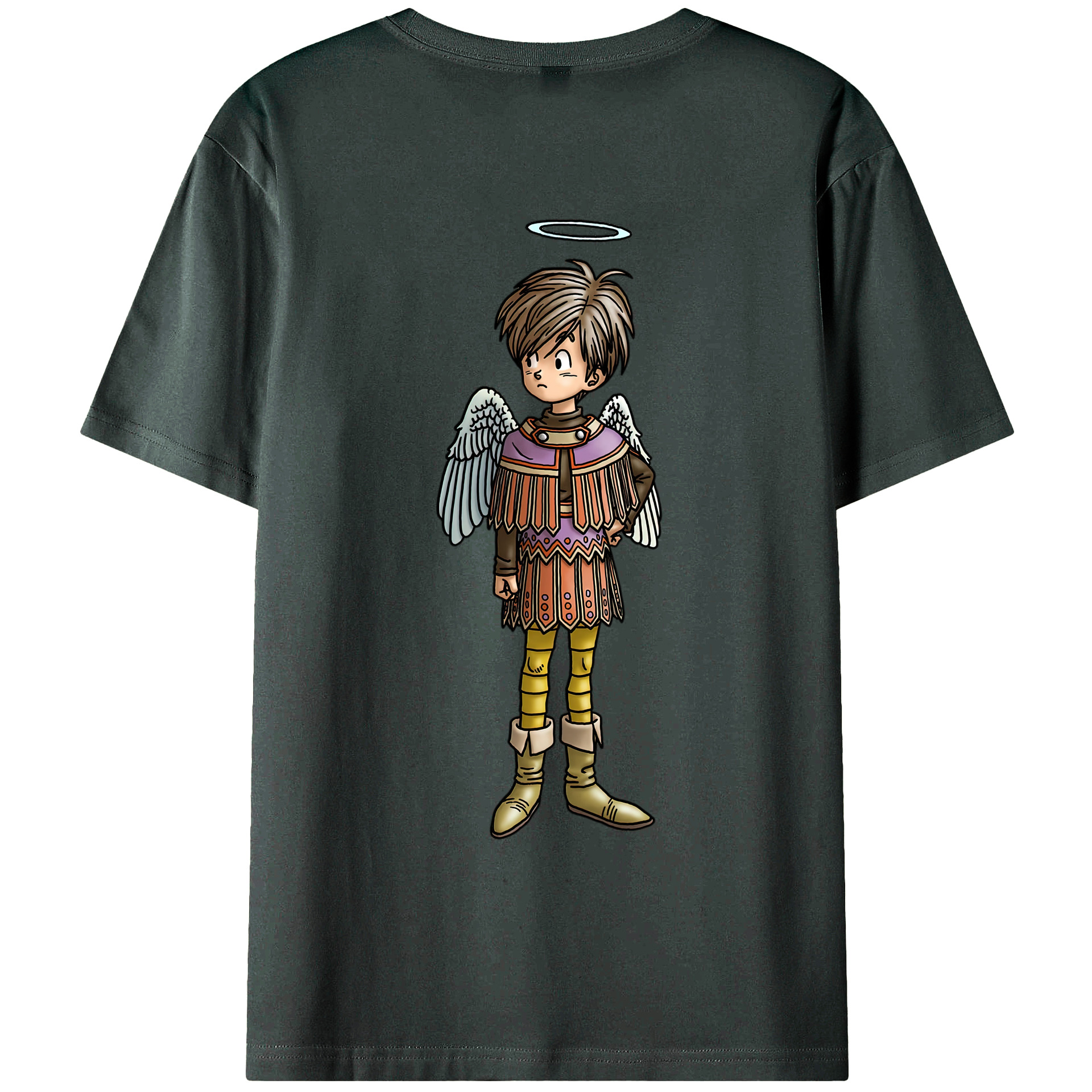 （画像用） ドラゴンクエスト Doragon Kuesuto Dragon Quest 綿100％ メンズ半袖Tシャツ（バックプリント） 通気性
